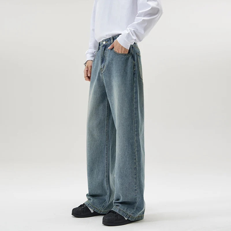Herren Weite Vintage-Denim-Jeans mit mittelhoher Taille und weitem Bein Nord Taschen
