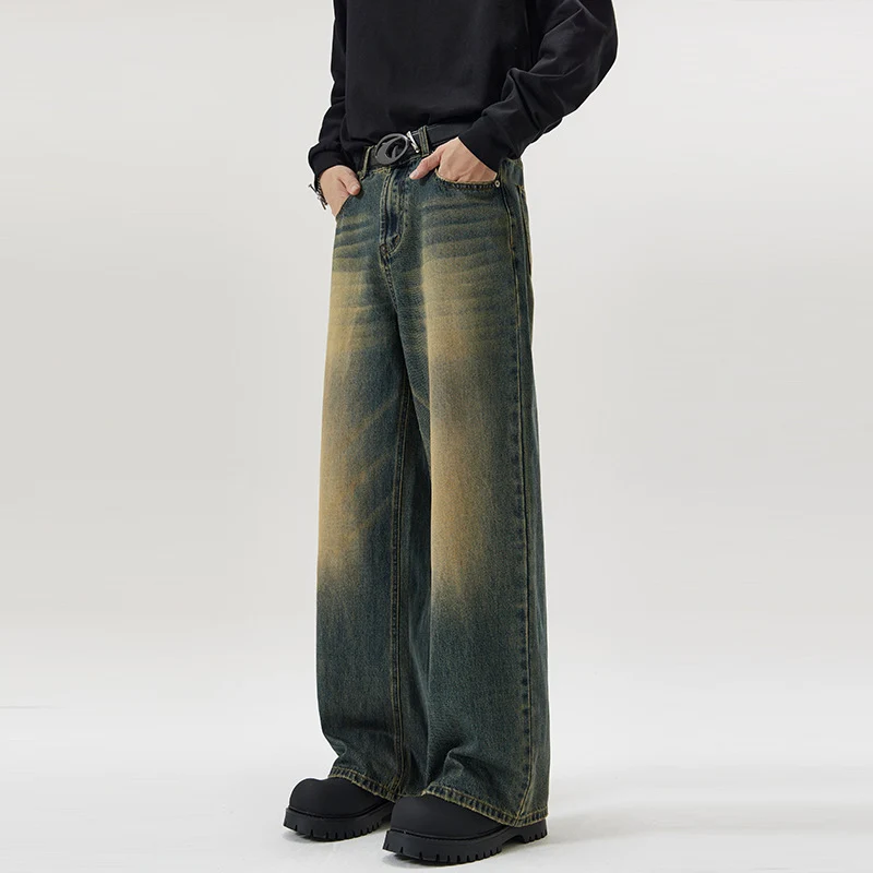 Herren Weite Vintage-Denim-Jeans mit ausgeprägtem Fade und geradem Bein Nord Taschen