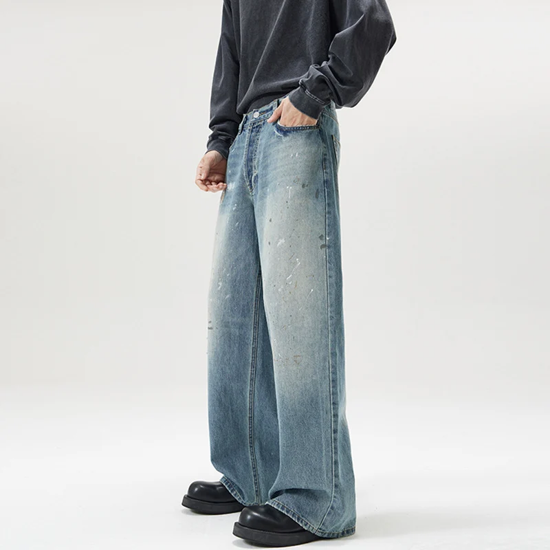 Herren Weite Vintage-Denim-Jeans im Painter-Look mit tiefem Schritt und geradem Saum Nord Taschen