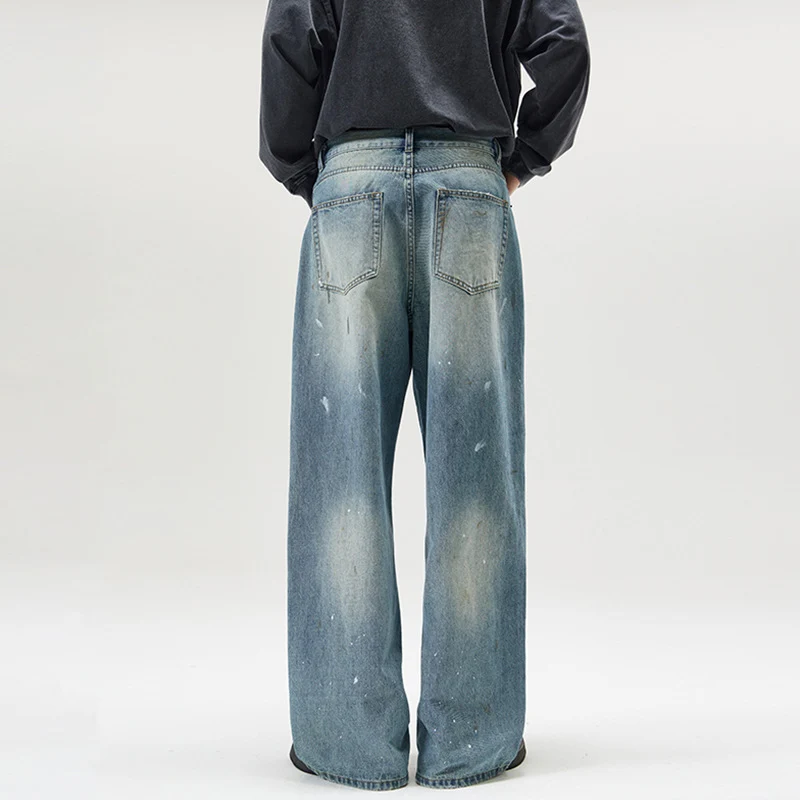 Herren Weite Vintage-Denim-Jeans im Painter-Look mit tiefem Schritt und geradem Saum Nord Taschen