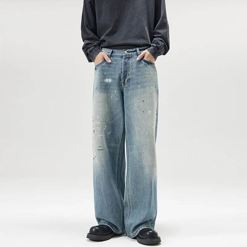 Herren Weite Vintage-Denim-Jeans im Painter-Look mit tiefem Schritt und geradem Saum Nord Taschen