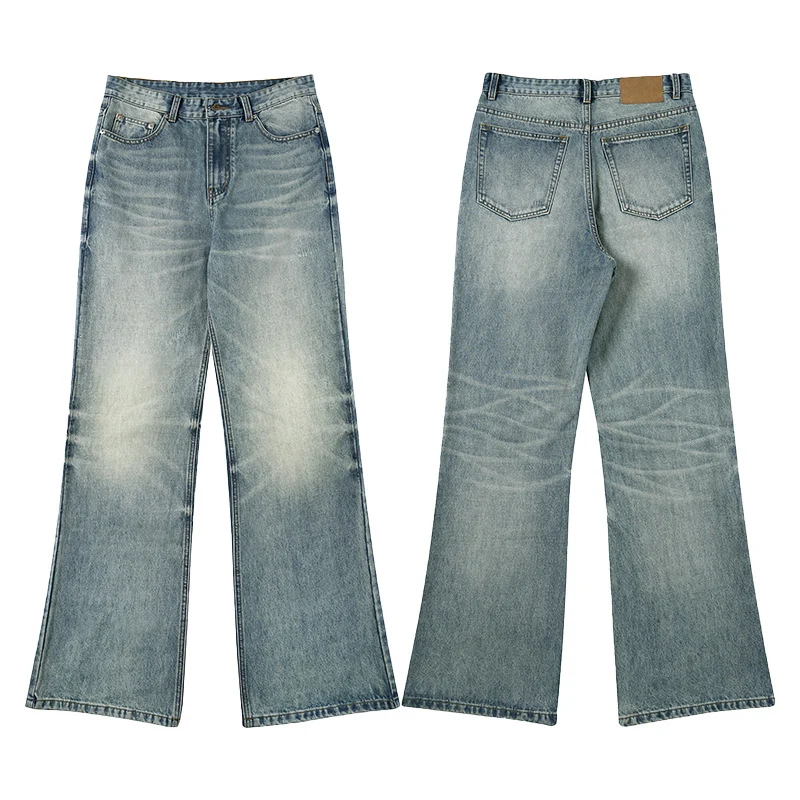 Herren Weite Vintage-Denim-Jeans im lässigen Palazzoschnitt mit tiefem Schritt Nord Taschen