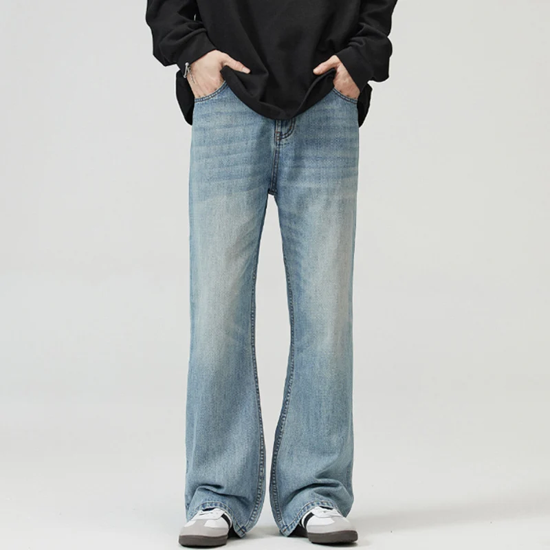Herren Weite verwaschene Baggy-Jeans mit ausgestelltem Bein und verlängertem Saum Nord Taschen