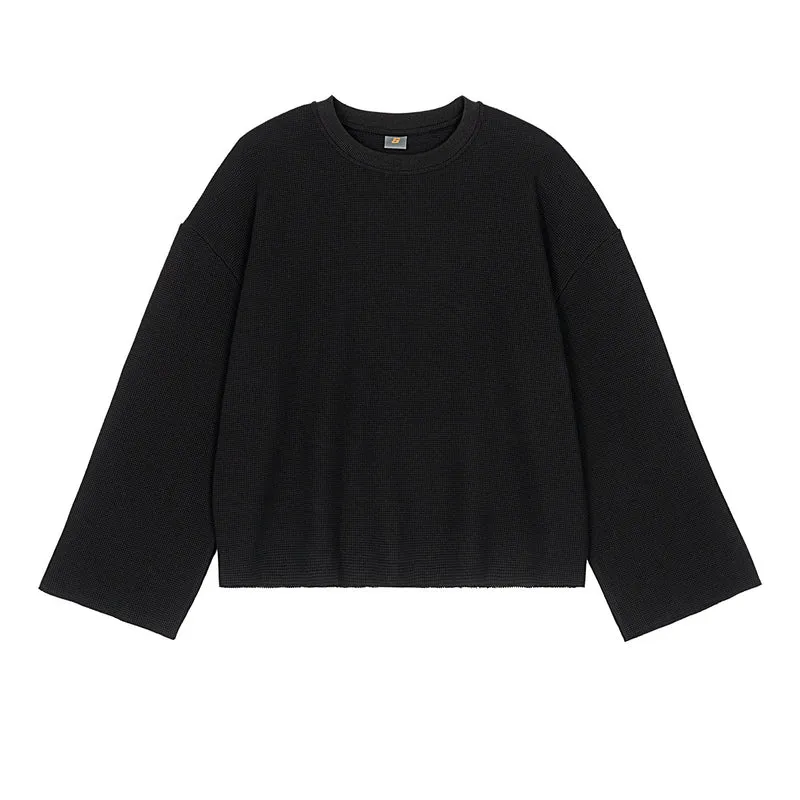 Damen Oversize-Strickpullover mit Waffelstruktur und weitem Ärmel Nord Taschen