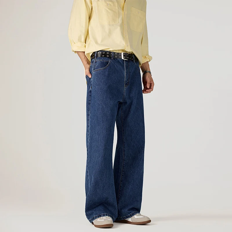 Herren Weit geschnittene Denim-Palazzo-Hose mit fließendem Beinverlauf Nord Taschen