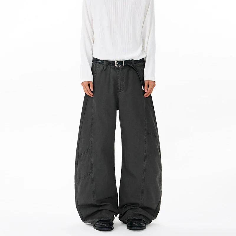 Herren Weite Twill-Palazzo-Hose mit tiefem Schritt und verstärkten Nähten Nord Taschen