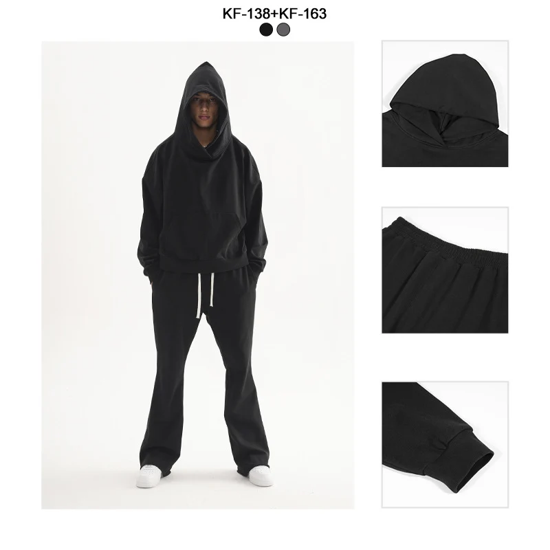 Damen Cropped-Kapuzenpullover und ausgestellte Sweathose Lounge-Set aus French-Terry Nord Taschen