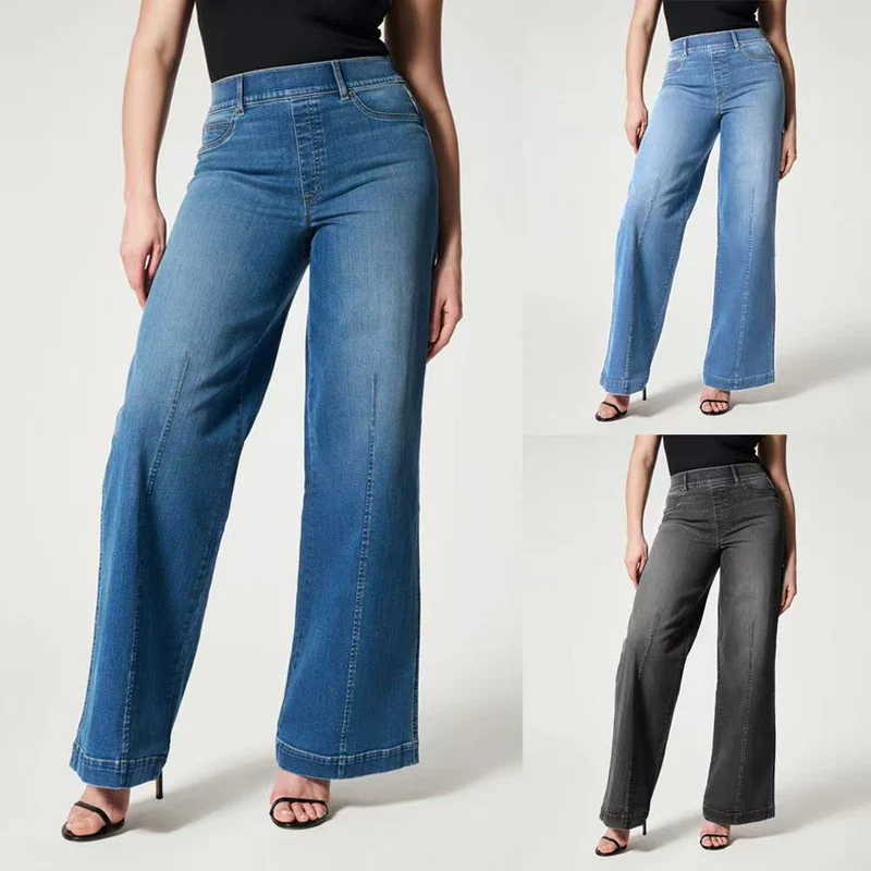 Damen Weite Jeans mit hohem Bund und dezenter Mittelnaht Nord Taschen