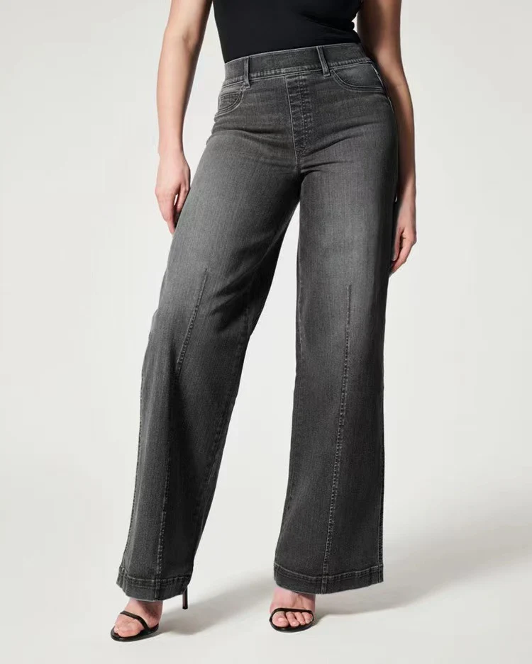 Damen Weite Jeans mit hohem Bund und dezenter Mittelnaht Nord Taschen