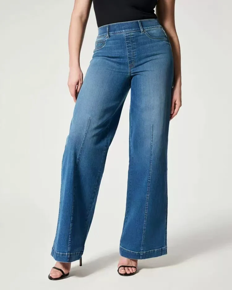 Damen Weite Jeans mit hohem Bund und dezenter Mittelnaht Nord Taschen