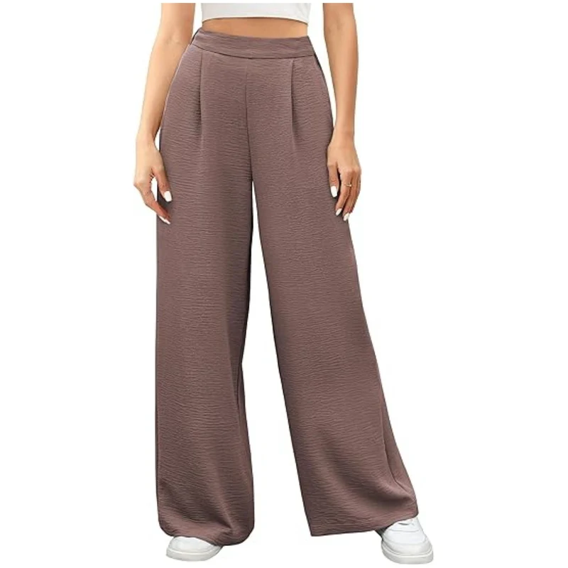 Damen weite High-Waist Palazzo-Hose mit Strukturstoff Nord Taschen