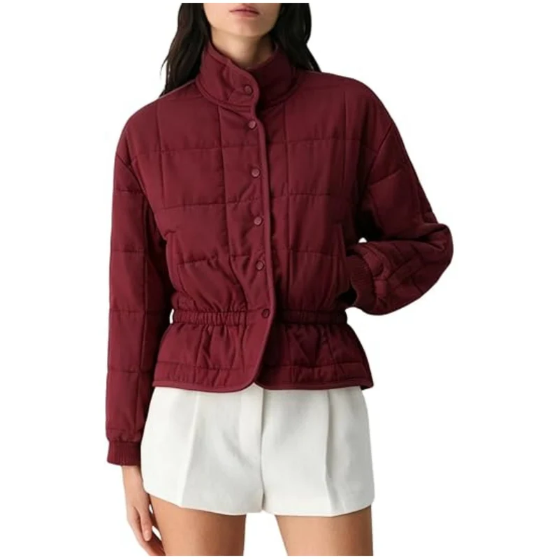 Damen Steppjacke mit Stehkragen und tailliertem Gummizug Nord Taschen