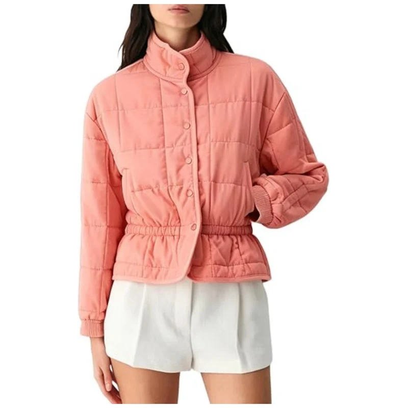 Damen Steppjacke mit Stehkragen und tailliertem Gummizug Nord Taschen