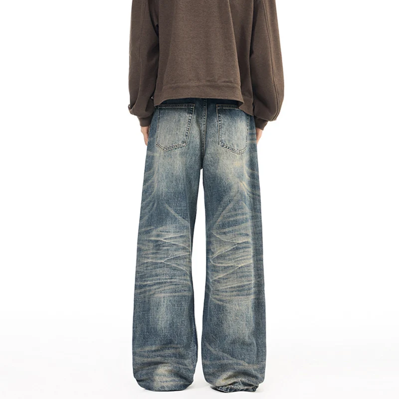 Herren Extremweite Vintage-Denim Baggy-Jeans mit tiefem Schritt und extra langer Saumlänge Nord Taschen