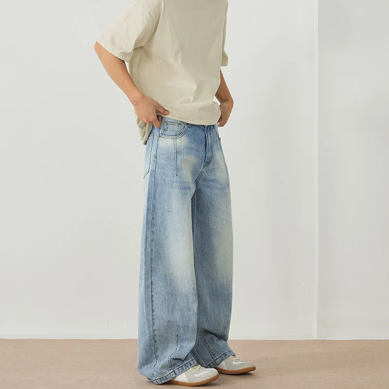 Herren Extreme Baggy-Denimhose im bodenlangen Palazzoschnitt mit tiefem Schritt Nord Taschen