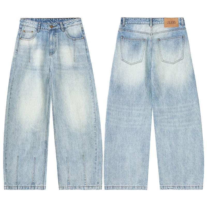 Herren Extreme Baggy-Denimhose im bodenlangen Palazzoschnitt mit tiefem Schritt Nord Taschen