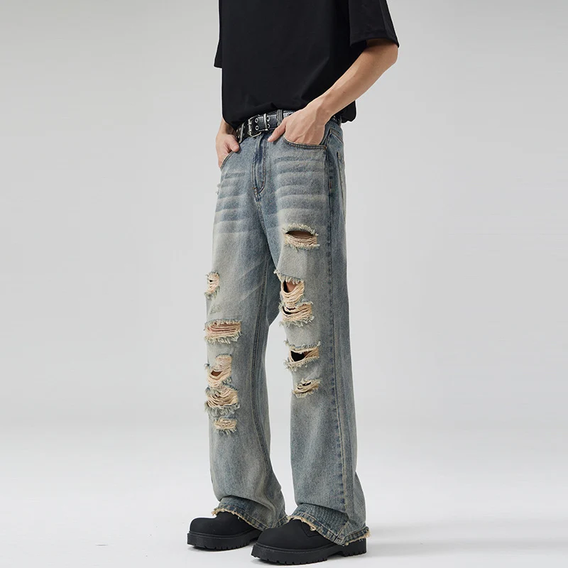 Herren Extraweitgeschnittene Destroyed-Denim-Jeans im Relaxed-Baggy-Cut Nord Taschen