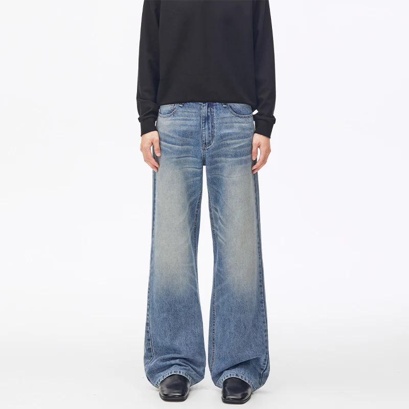 Herren Extraweite Vintage-Denim Baggy-Jeans mit tiefem Schritt und verlängertem Saum Nord Taschen
