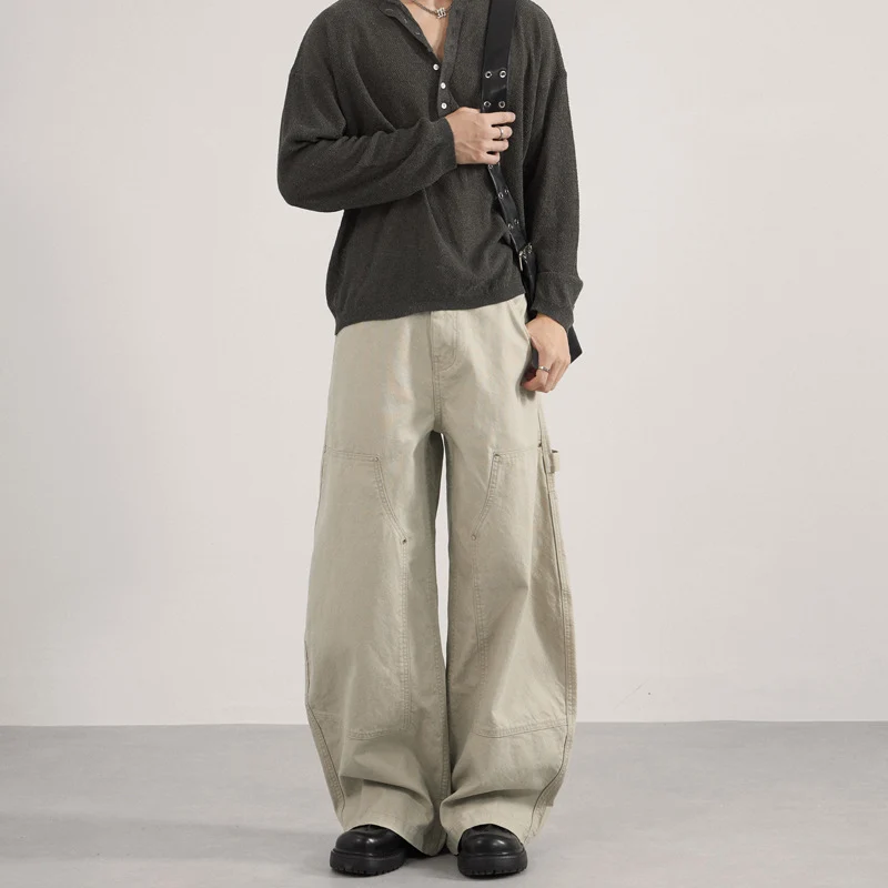 Herren Ultraweite Workwear-Palazzohose aus robustem Baumwoll-Twill mit Kniepaneelen und Werkzeugschlaufe Nord Taschen