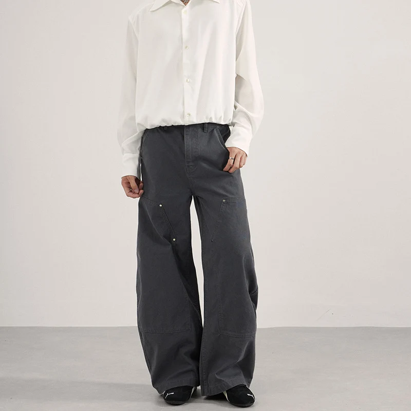 Herren Ultraweite Workwear-Palazzohose aus robustem Baumwoll-Twill mit Kniepaneelen und Werkzeugschlaufe Nord Taschen