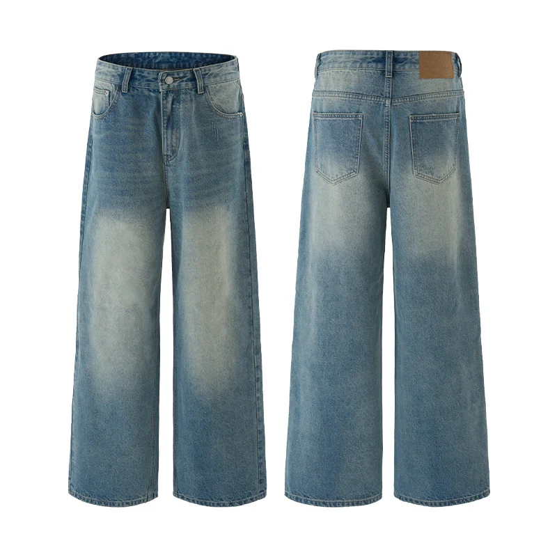 Herren Ultraweite Vintage-Denim Baggy-Jeans mit tiefer Schrittkurve und bodenlanger Saumlinie Nord Taschen