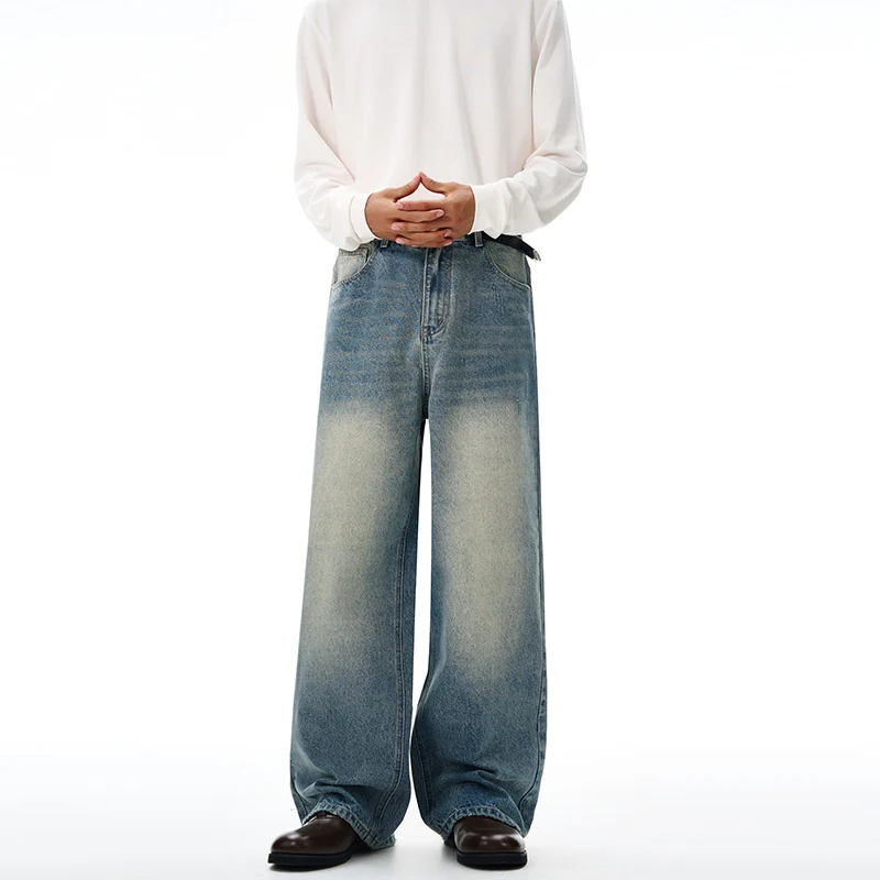Herren Ultraweite Vintage-Denim Baggy-Jeans mit tiefer Schrittkurve und bodenlanger Saumlinie Nord Taschen