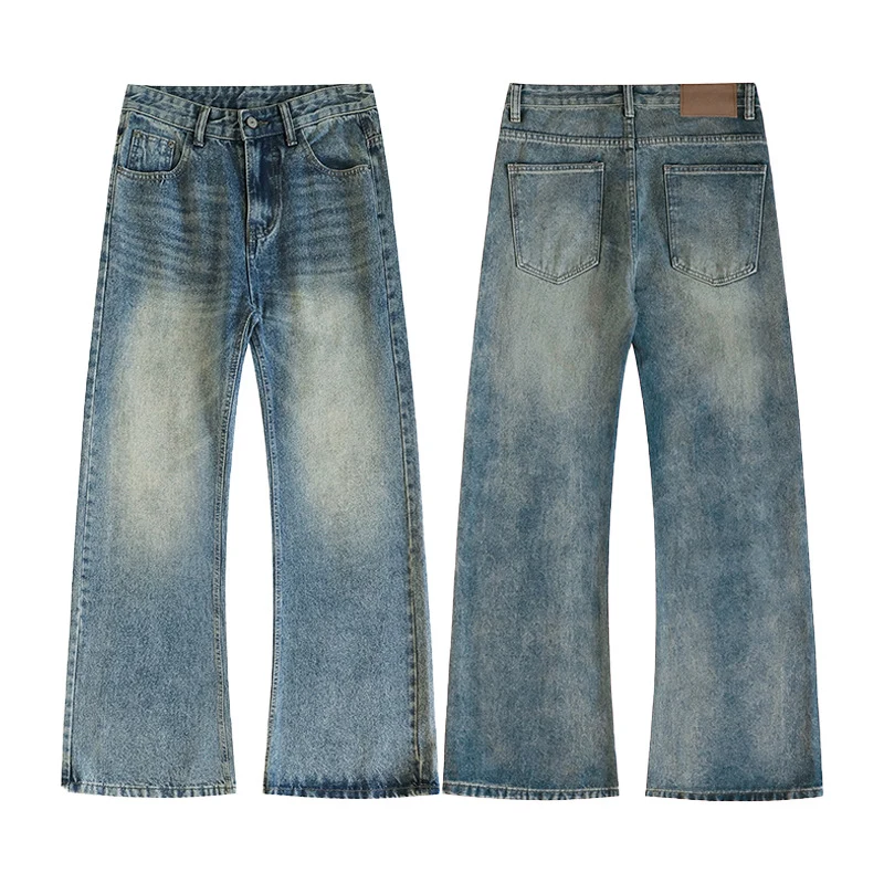 Herren Weite Schlagjeans aus gewaschenem Denim mit dezenten Fade-Effekten Nord Taschen