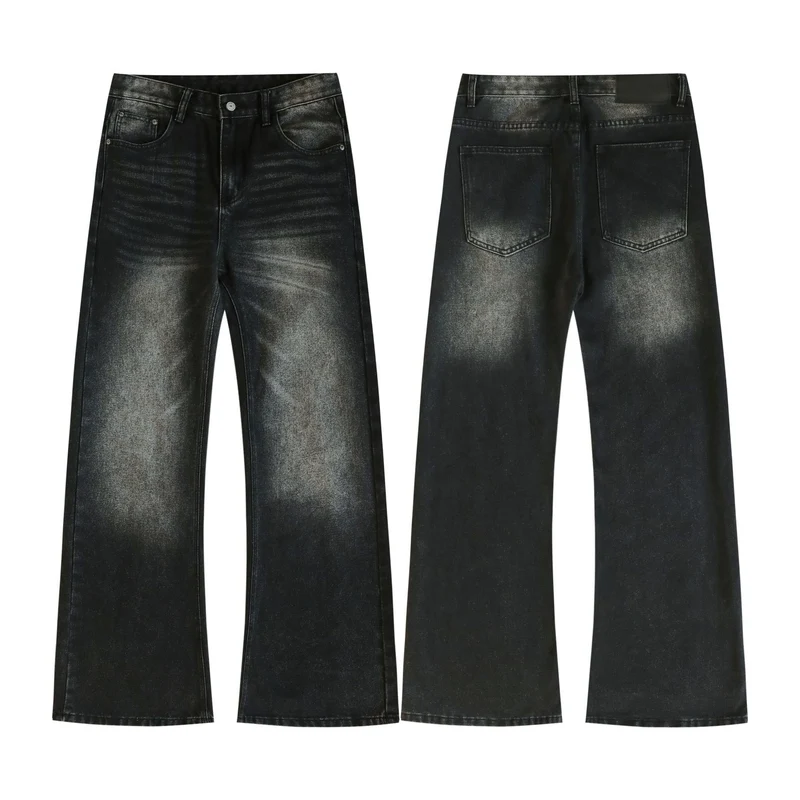 Herren Weite Schlagjeans aus gewaschenem Denim mit dezenten Fade-Effekten Nord Taschen