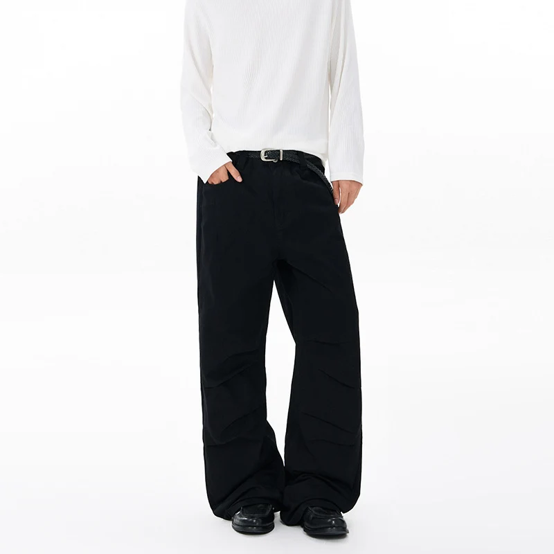 Herren Weite Relaxed-Twill-Hose mit tiefem Schritt, bodenlanger Silhouette und Gürtelschlaufen Nord Taschen