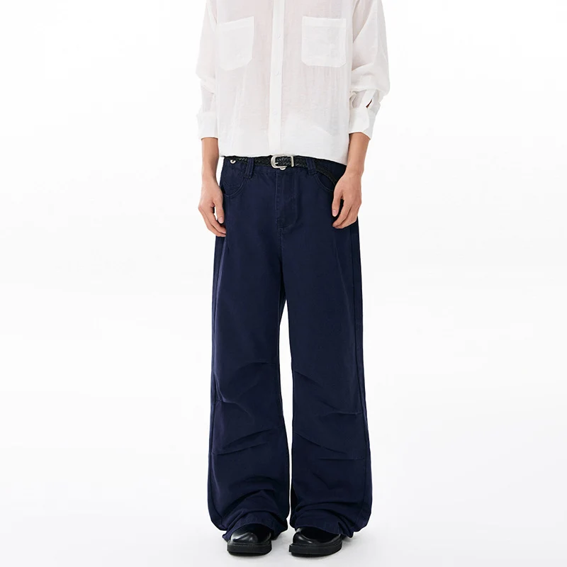 Herren Weite Relaxed-Twill-Hose mit tiefem Schritt, bodenlanger Silhouette und Gürtelschlaufen Nord Taschen