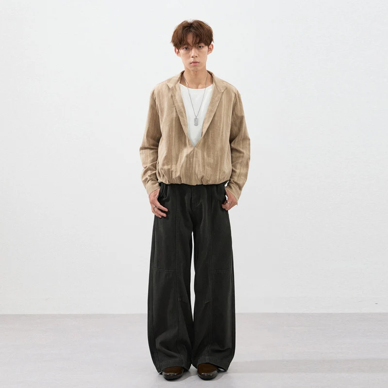 Herren Weite Paneel-Twill-Hose im Workwear-Look mit Knieabnähern Nord Taschen