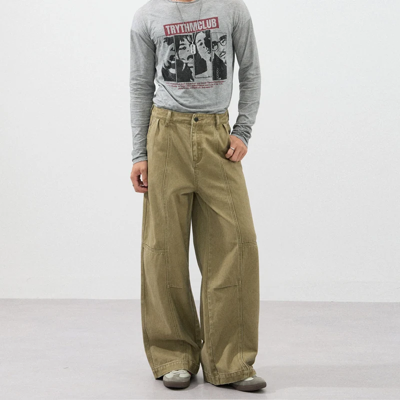 Herren Weite Paneel-Twill-Hose im Workwear-Look mit Knieabnähern Nord Taschen