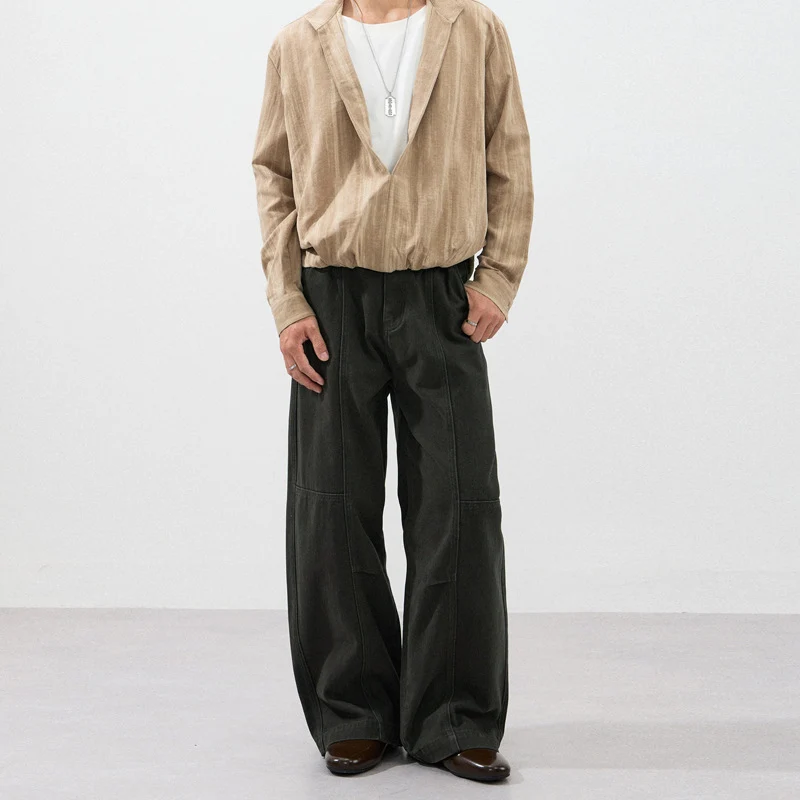 Herren Weite Paneel-Twill-Hose im Workwear-Look mit Knieabnähern Nord Taschen