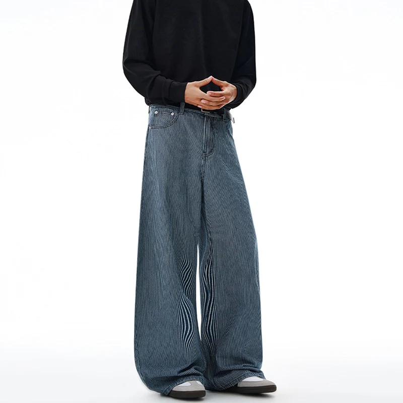 Herren Extraweite Pinstripe‑Palazzohose mit tiefem Schritt und fließender Silhouette Nord Taschen