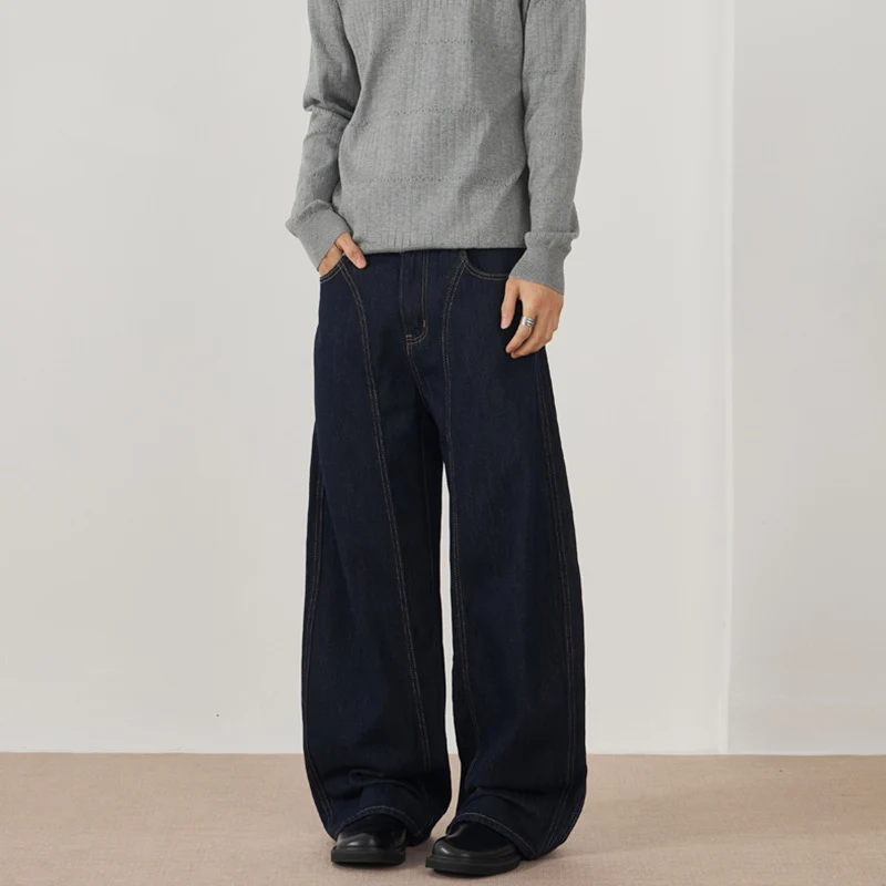 Herren Extraweite Denim-Palazzohose mit vertikalen Nahtpaneelen und bodenlanger Silhouette Nord Taschen