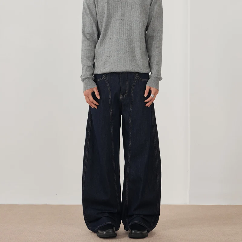 Herren Extraweite Denim-Palazzohose mit vertikalen Nahtpaneelen und bodenlanger Silhouette Nord Taschen