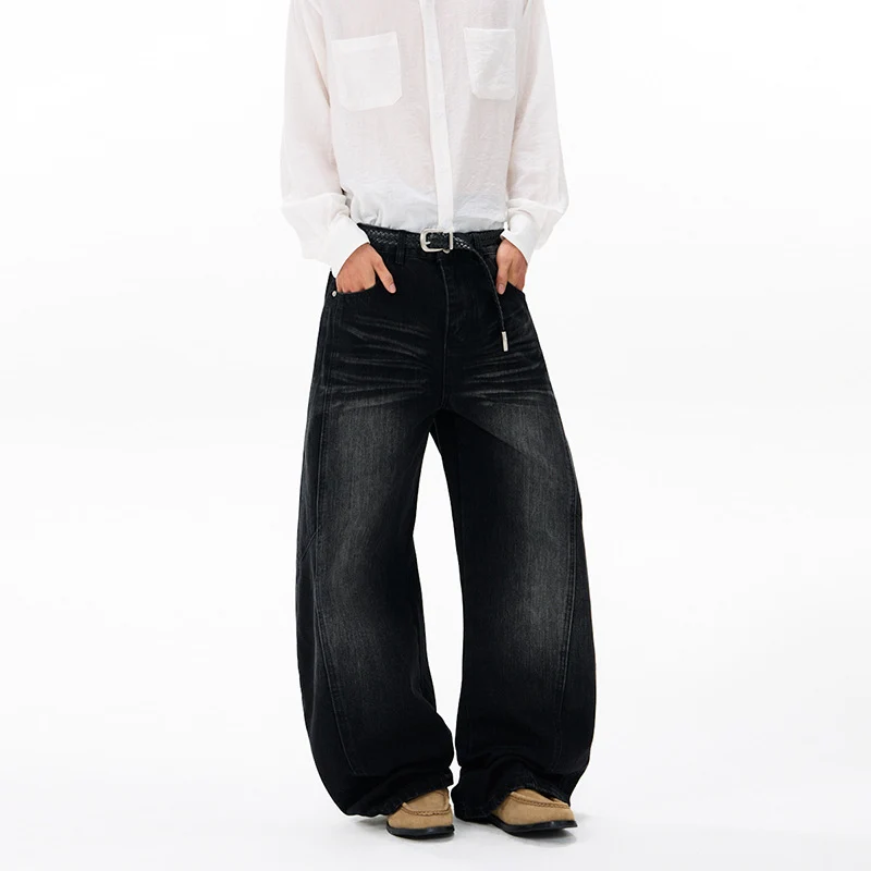 Herren Ultraweite Denim-Palazzohose im ballonförmigen Baggy-Cut mit tiefem Schritt Nord Taschen