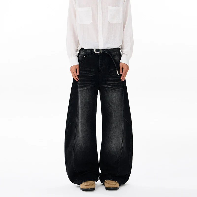 Herren Ultraweite Denim-Palazzohose im ballonförmigen Baggy-Cut mit tiefem Schritt Nord Taschen