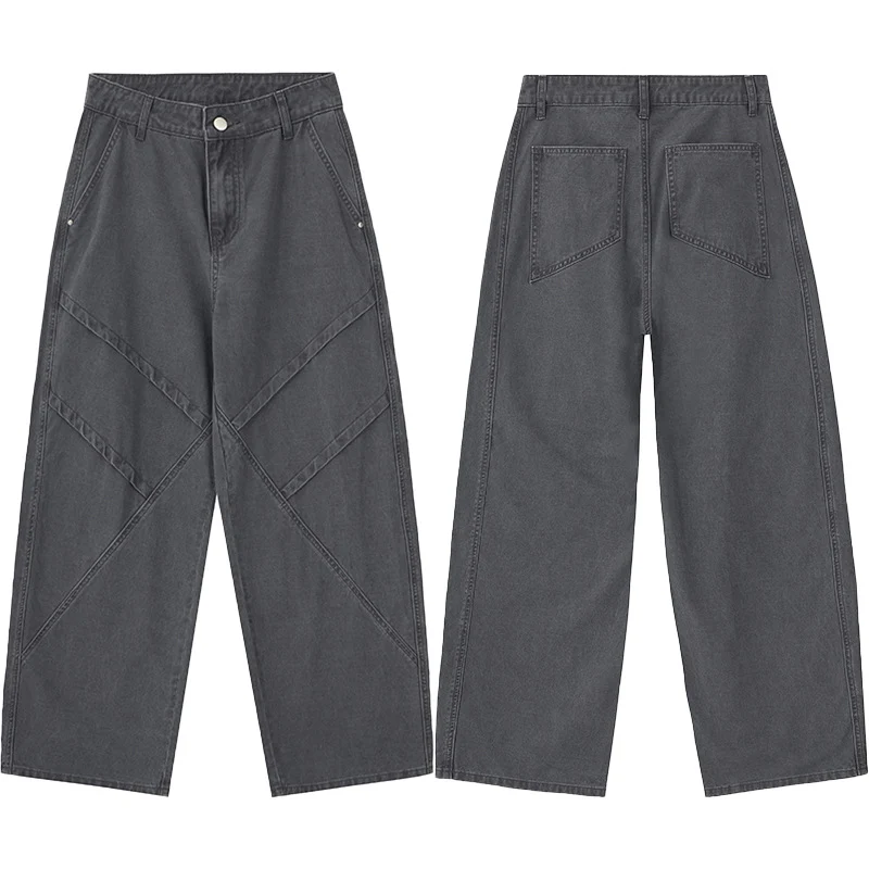 Herren Weite Paneel‑Palazzohose mit Workwear‑Nähten und tiefem Schritt Nord Taschen