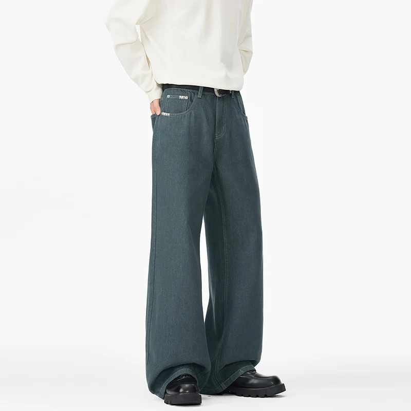 Herren Extraweite Denim-Baggyhose mit verlängertem Saum und tiefem Schritt Nord Taschen