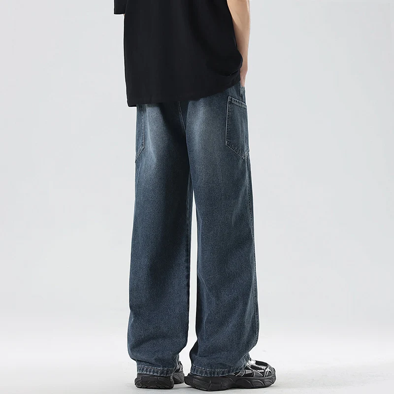 Herren Extraweite Denim-Baggyhose mit Tunnelzugbund und Paneelnähten Nord Taschen