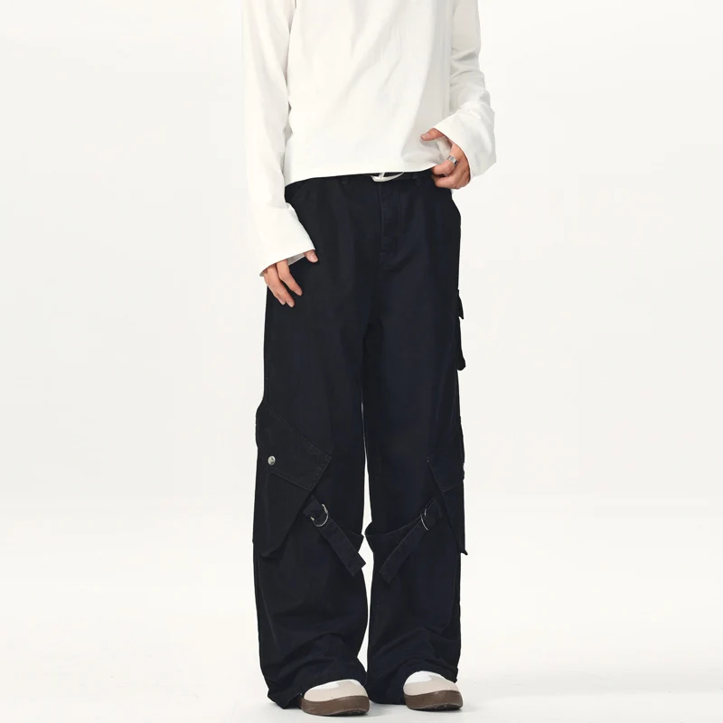 Herren Ultraweite Canvas-Cargohose mit D-Ring-Gurtsystem und multiplen Pattentaschen Nord Taschen