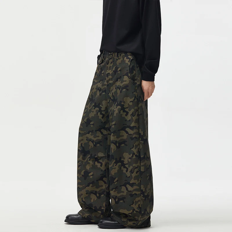 Herren Ultraweite Camouflage-Palazzohose mit geradem Bein und strukturierter Canvas-Qualität Nord Taschen