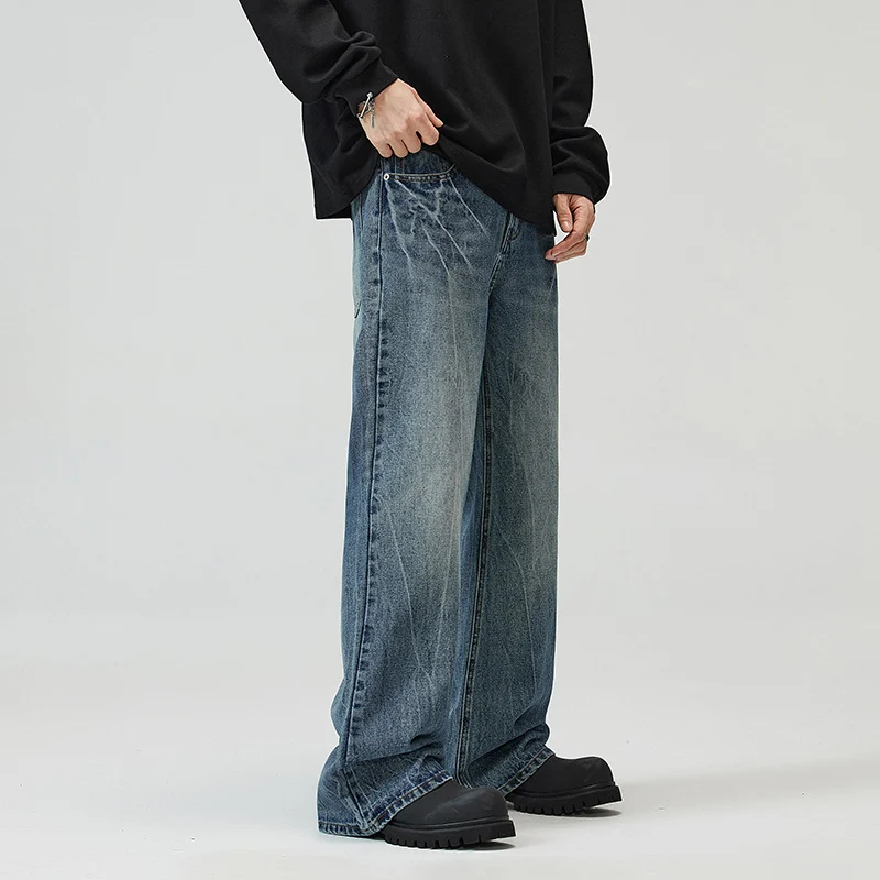 Herren weite Jeans im Relaxed‑Schnitt mit tiefer Bundhöhe und Used‑Optik Nord Taschen