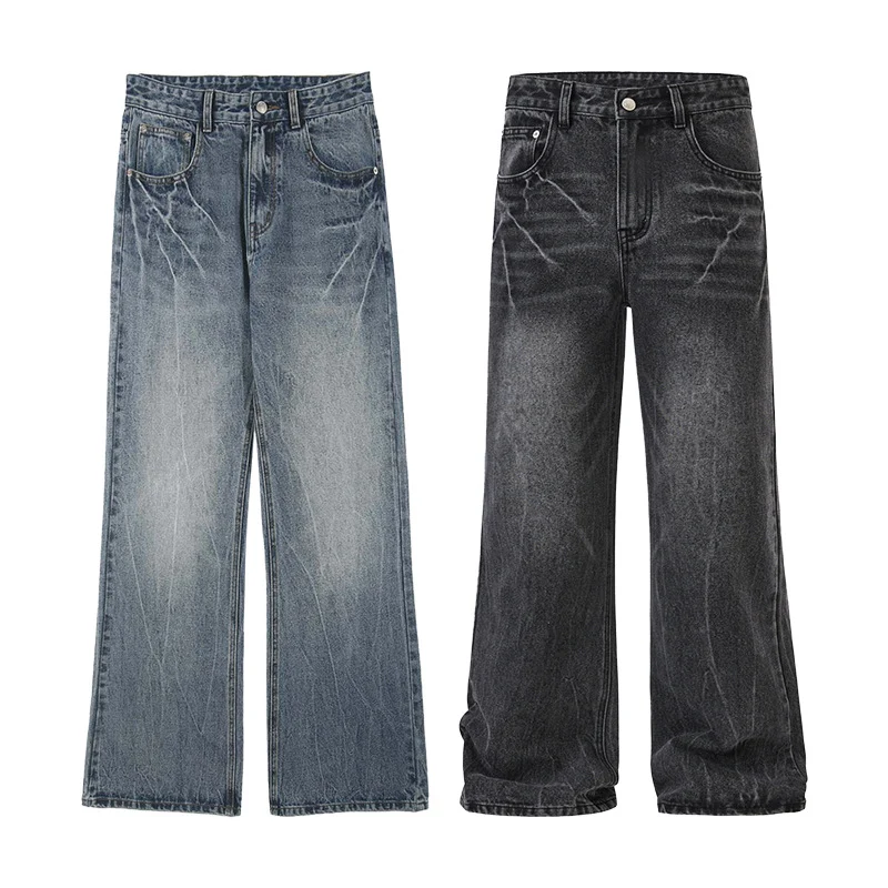 Herren weite Jeans im Relaxed‑Schnitt mit tiefer Bundhöhe und Used‑Optik Nord Taschen