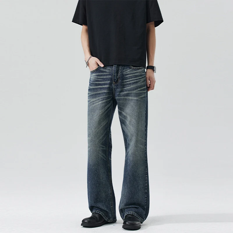 Herren Weite Flared-Jeans im Vintage-Look mit Whisker-Effekt Nord Taschen