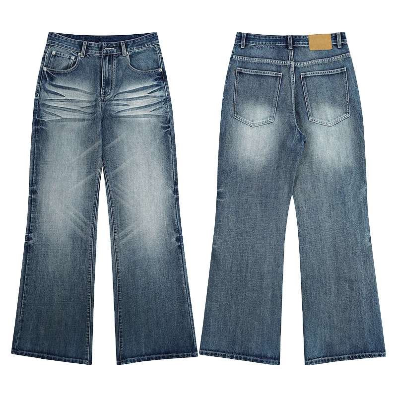 Herren Weite Five-Pocket-Jeans im Marlene-Baggy-Schnitt mit Used-Effekten Nord Taschen
