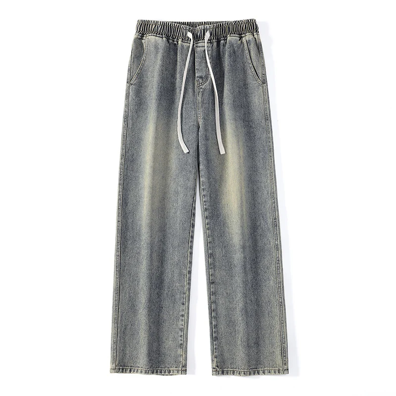 Herren Weite Denim-Jogginghose mit elastischem Bund und langen Tunnelzugbändern Nord Taschen
