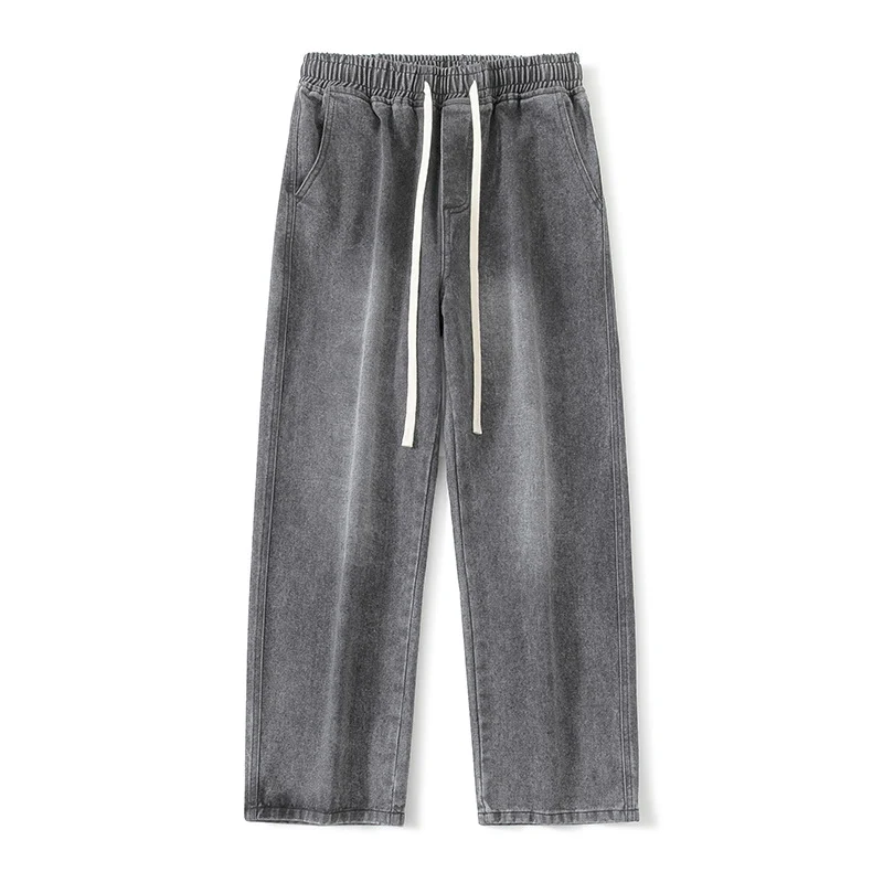 Herren Weite Denim-Jogginghose mit elastischem Bund und langen Tunnelzugbändern Nord Taschen