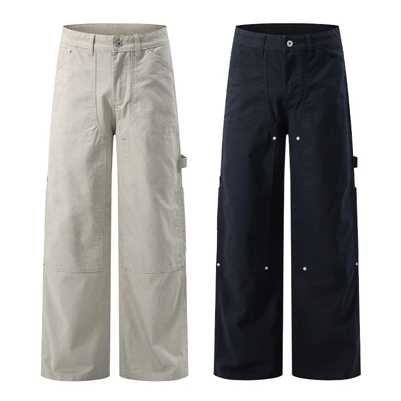 Herren Extraweite Canvas-Utility-Hose mit geteilten Beinen und Druckknopf-Details Nord Taschen